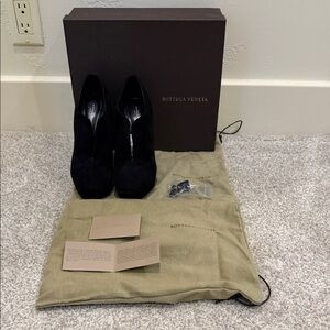 Bottega Veneta Black Suede Platform Pumps